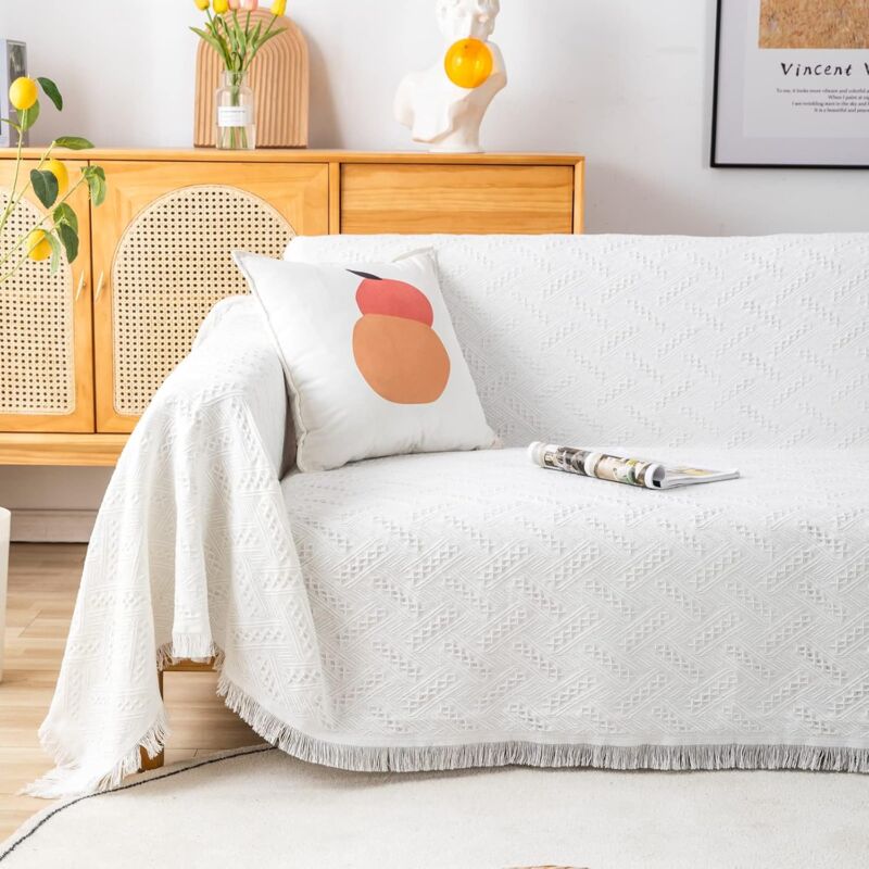 Multifunction Sofa Towel Bed Cover Large Size Sofa Cover 3 Seater 180X230Cm White