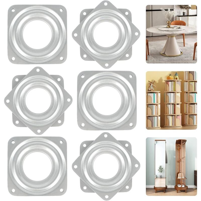 360 Degree ROtating Tray 6 Pieces Metal Turntable Tv Swivel Plate Square ROtating Plate 4 Ball Bearing Swivel Plate For