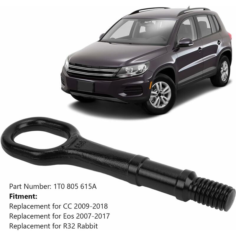 Tow Hook Screw, Metal Car Tow Hook Heavy Duty Towing Hook Bumper Trailer Ring 1T0 805 615 A Replacement For Cc For