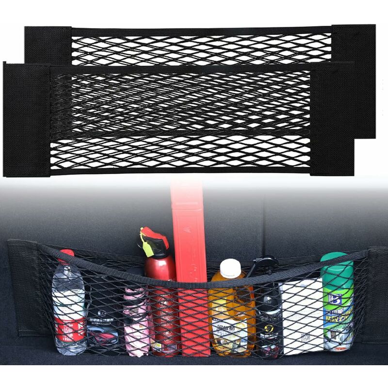 [2 Pack] Car Trunk Net, Trunk Storage Net, Large Size 80 X 25 Cm, Bottles, Groceries, Storage Add On Organizers For Car
