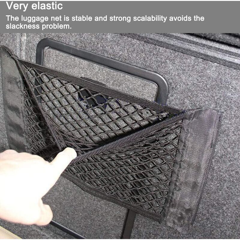 [2 Pack] Car Trunk Net, Trunk Storage Net, Large Size 80 X 25 Cm, Bottles, Groceries, Storage Add On Organizers For Car