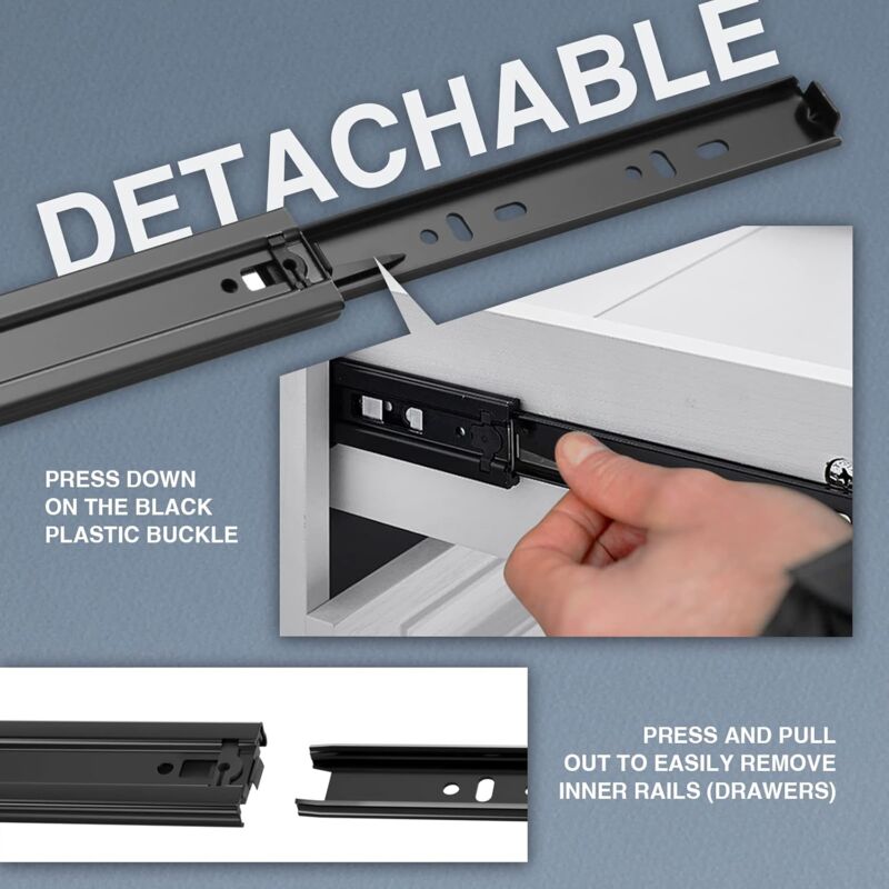 Drawer Slide With DAmper Drawer Slide 45Kg Load Capacity With Ball Bearing 1 Pair