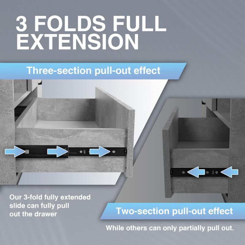 Drawer Slide With DAmper Drawer Slide 45Kg Load Capacity With Ball Bearing 1 Pair