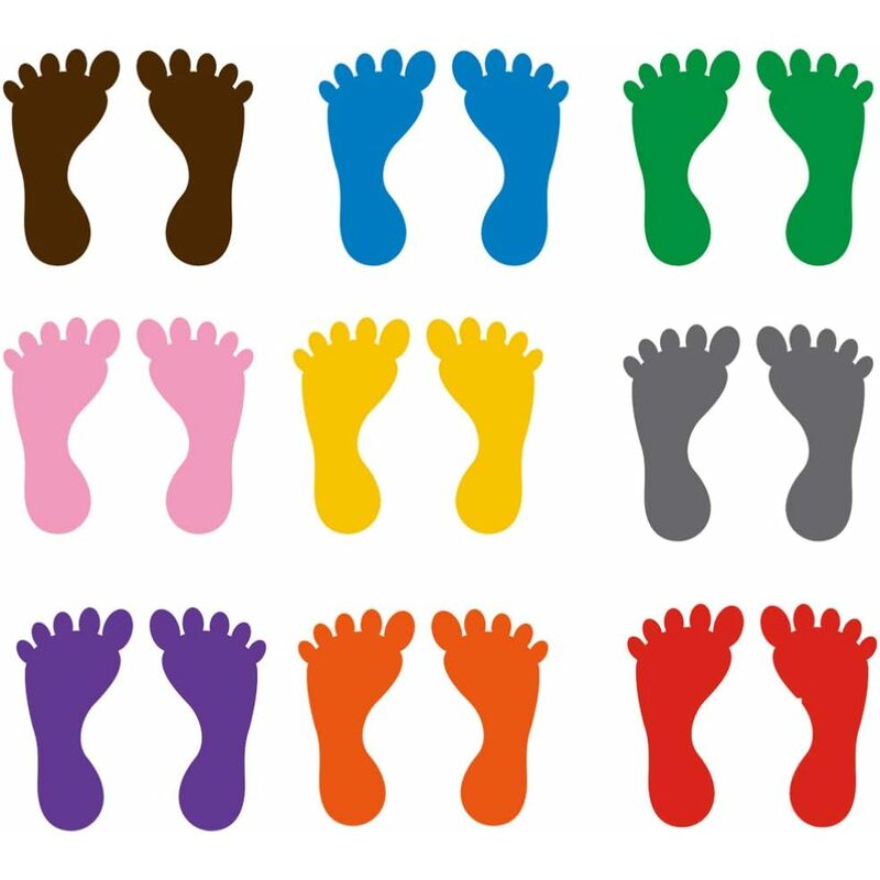 9 Pairs Footprint Stickers For Floor, Wall, Stairs To Guide Directions