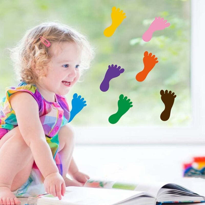 9 Pairs Footprint Stickers For Floor, Wall, Stairs To Guide Directions