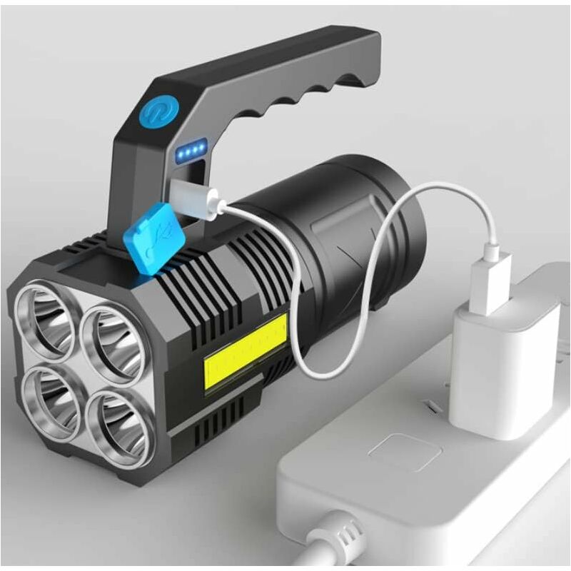 Ultra Powerful Rechargeable Cob LED Flashlight Waterproof Work Light 4 Modes Portable Emergency Torch For Hiking