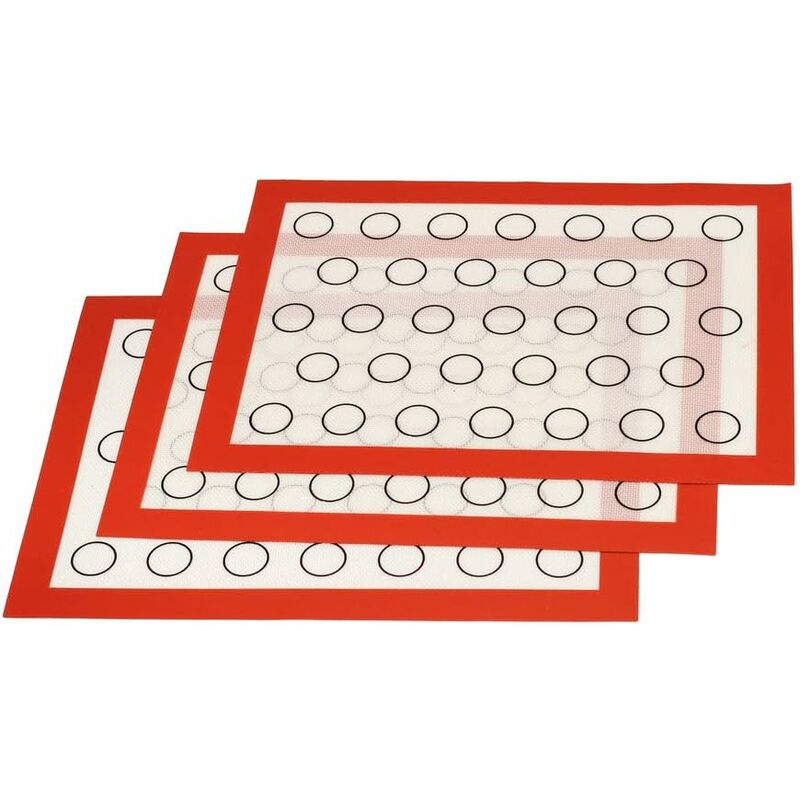 Silicone Baking Mat 3 pcs Set Reusable Non-Stick Baking Sheet Pastry Kneading Dough Oven Mat For Macaron Biscuit Dough,