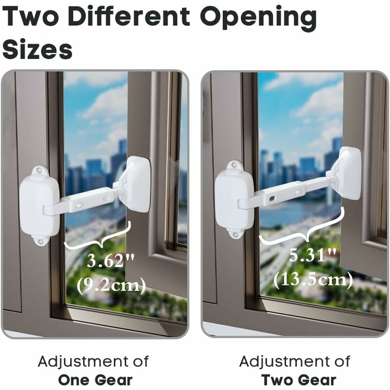 Child Safety Window Limiter For Baby Safety Window Locks, Window Safety Locks For Toddlers And Pets (White)