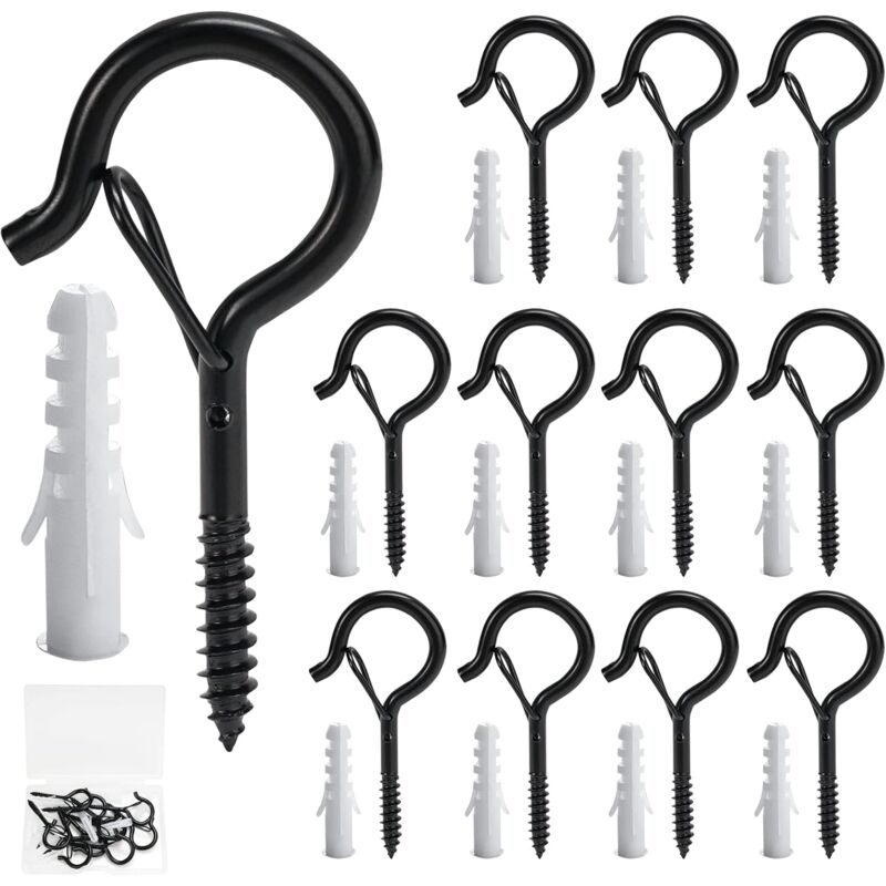 12 Pack Screw Hooks, Screw-In Wall Hooks, Outdoor Screw-In Hooks, Outdoor Garland Hanger, Gutter Hook For Hanging