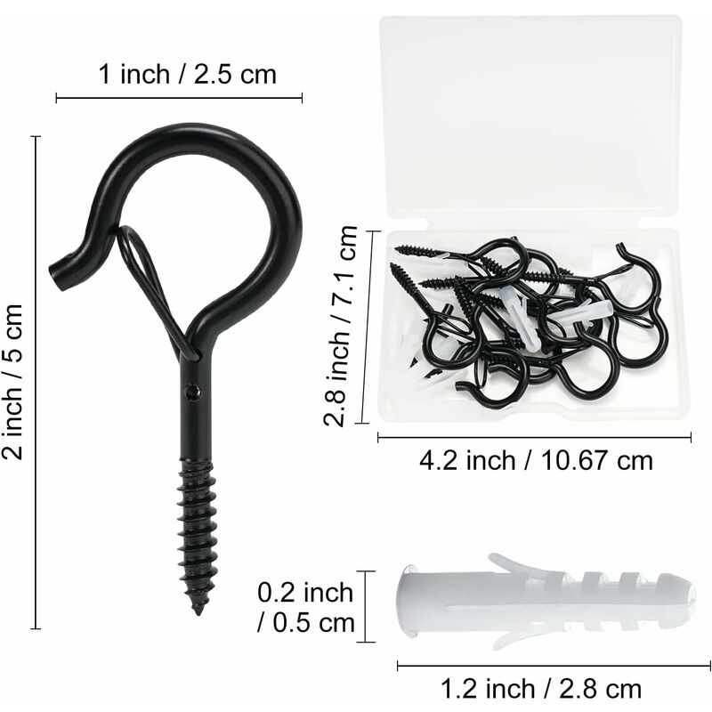 12 Pack Screw Hooks, Screw-In Wall Hooks, Outdoor Screw-In Hooks, Outdoor Garland Hanger, Gutter Hook For Hanging