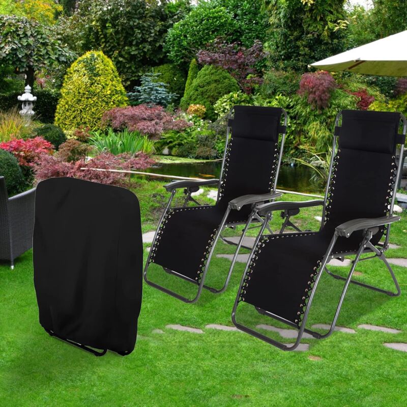2 pcs Folding Sun Lounger Cover, Windproof Anti-Uv Waterproof Folding Garden Chair Covers, Garden Sun Lounger Cover,