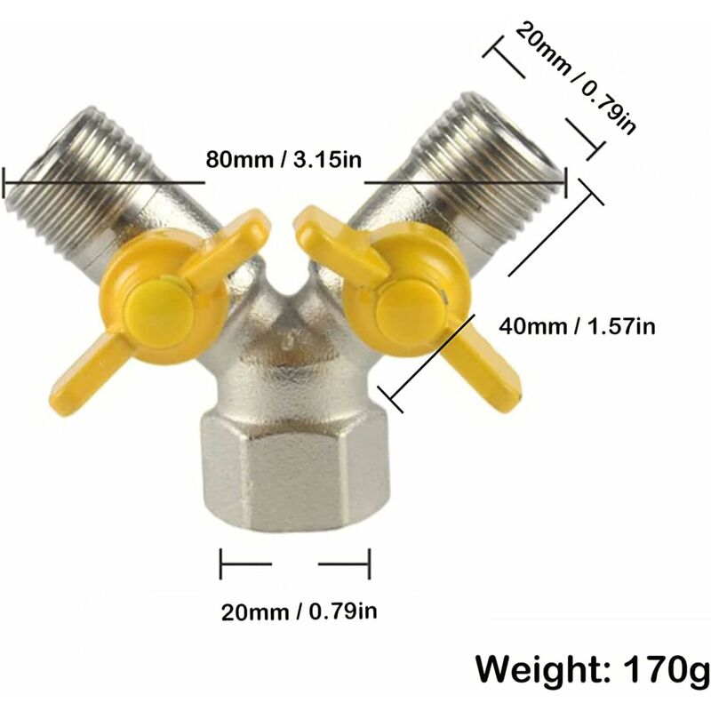 1/2" Switch Valve, Y-Shaped Three-Way Valve With Shut-Off Valve, Shower Head, Shower Arm, Washing Machine Spout