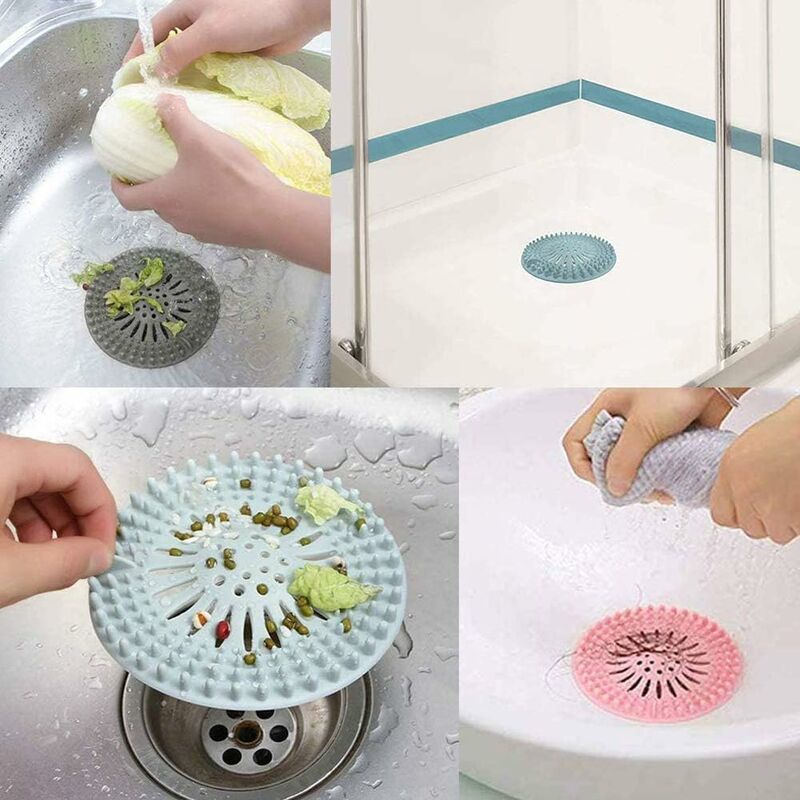4 pcs Silicone Hair Filter, Universal Drain Protector Device, Can Be Used In Bathroom, Bathtub, Kitchen, Hair Filter