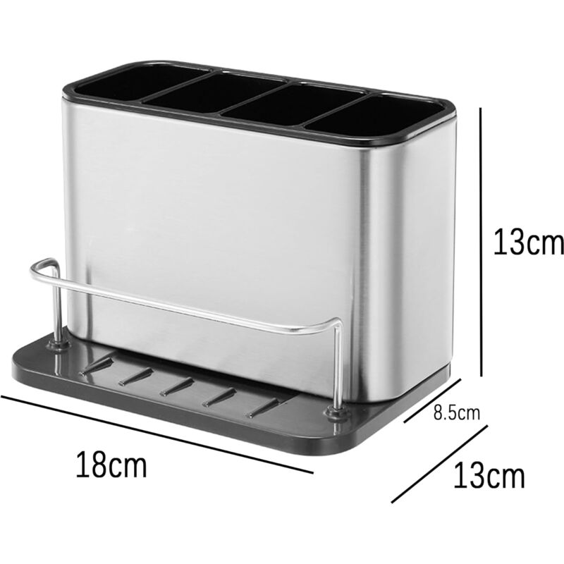 Cutlery Drainer, Fork Spoon Organizer Rack With 4 Compartments With Drainer, For Knife And Fork, Spoon, Sink Drying