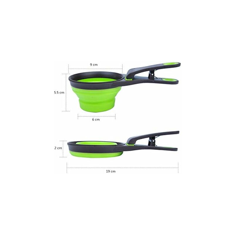 Multi-Purpose Pet Food Scoop, 3 In 1 Collapsible Silicone Measuring Cup And Bag Seal Clip For Dog Cat Storage Food