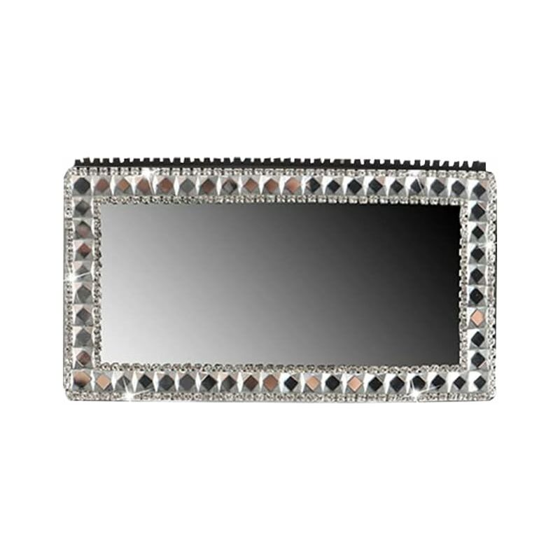 Car Visor Mirror Makeup Mirror, Bling Self-Adhesive Stainless Steel Car Makeup Mirror Portable Car Vanity Mirror,15Cm X