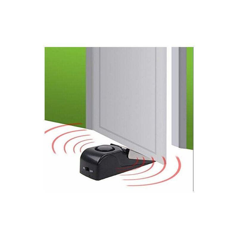 Mini Wireless Vibrator Triggered Wedge Shaped Door Stopper Alert Home Security System Door Alarm Block Jammer Black