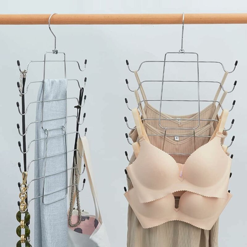 Foldable Space Saving Hanger, Multi-Layer Camisole Hanger, Multifunctional Metal Hangers, Ideal For Underwear, Belts,