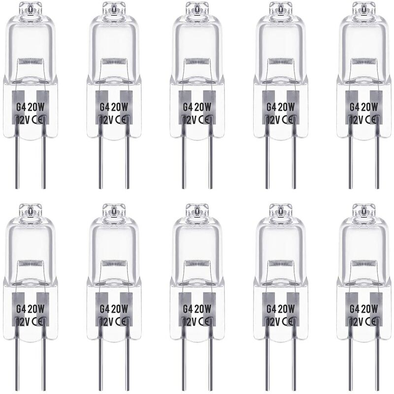 G4 Halogen Bulbs, 12V 20W Halogen Pin Base Lamp, Warm White 3000K, 350Lm, Dimmable, G4 Low Voltage Halogen Lamp, Clear