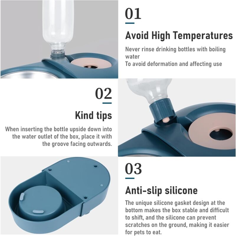 Cat Bowl, Dog Bowl, Automatic Water Bottle, Tilted Raised Water Bowl For Small And Medium Dogs And Cats