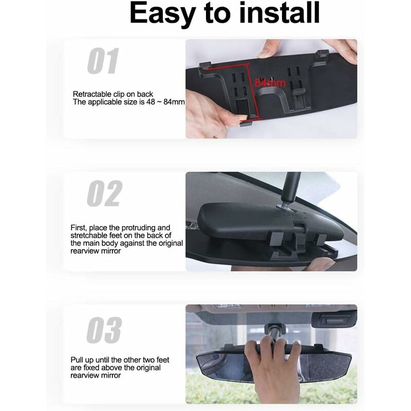 Interior Rearview Mirror, Universal Wide Angle Panoramic Car Interior Rearview Mirror For Car Or Truck Cabin, 23884Mm
