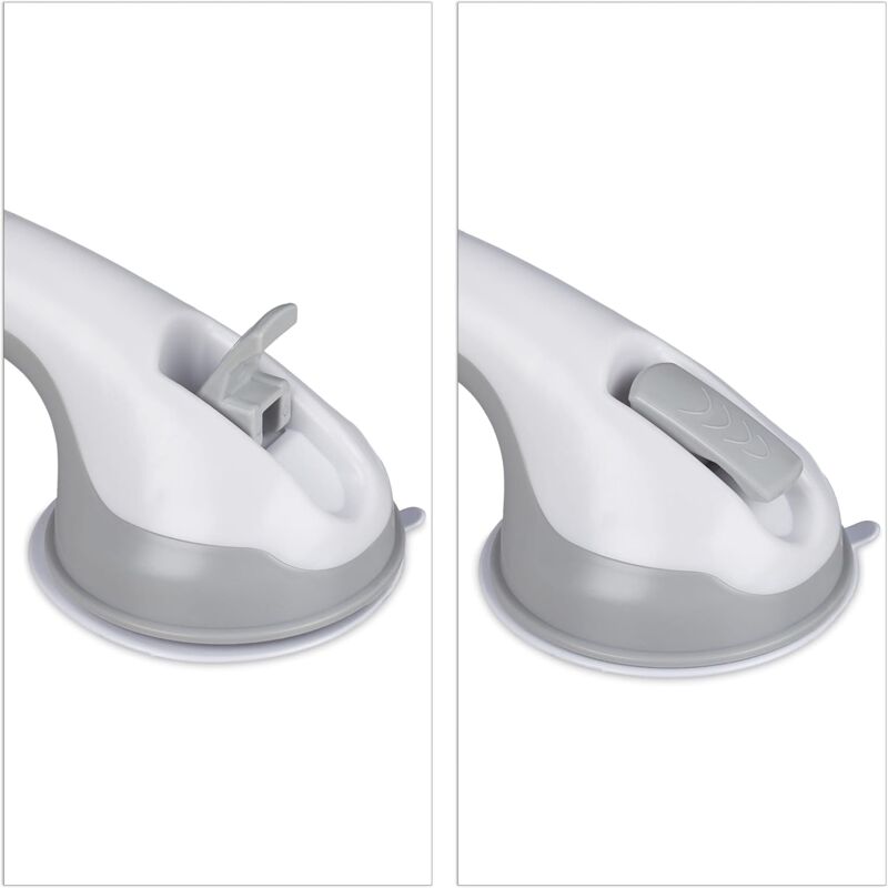 Suction Cup Handle, 2 pcs Set, Shower & Bath Grab Bar, 25 Kg, For Elderly, Wall, In White/Grey
