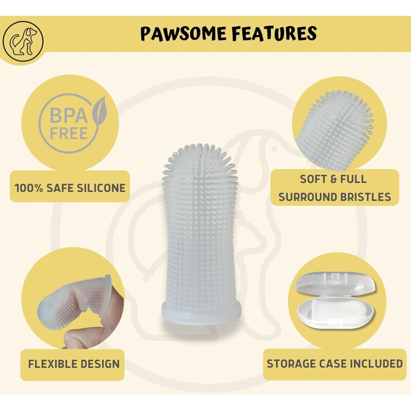 Dog Toothbrush 2 Pack Toothbrush And Storage Case Non-Toxic Silicone Teeth Cleaning Breath Dental Care Plaque Off