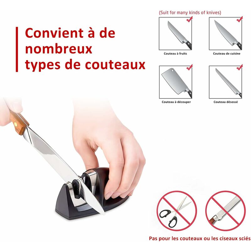 Professional Kitchen Sharpener 2 In 1 Manual Sharpener For All Sizes Stainless Steel And Ceramic Knives, Non-Slip Base