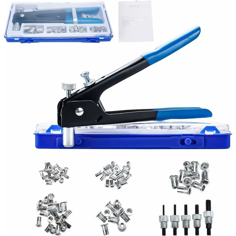 86 pcs Rivet Gun M3 M4 M5 M6 M8 Threaded Nut Rivet Nut Tool Riveting Pliers Threaded Insert Kit