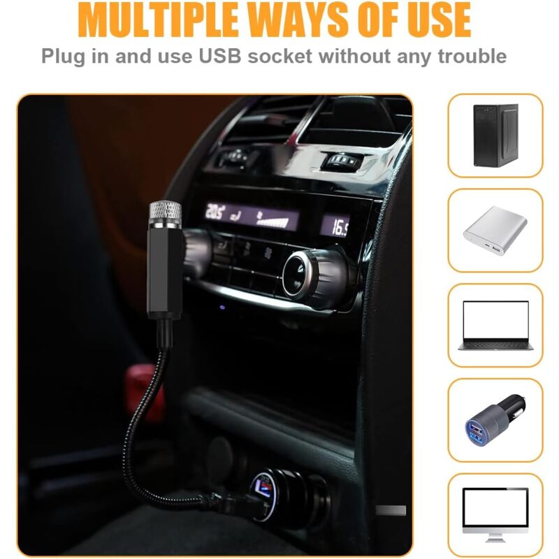 Atmosphere Light, Usb Car ROof Lamp Starry Sky Atmosphere LED Projector Red Night Light Adjustable Multiple Modes,