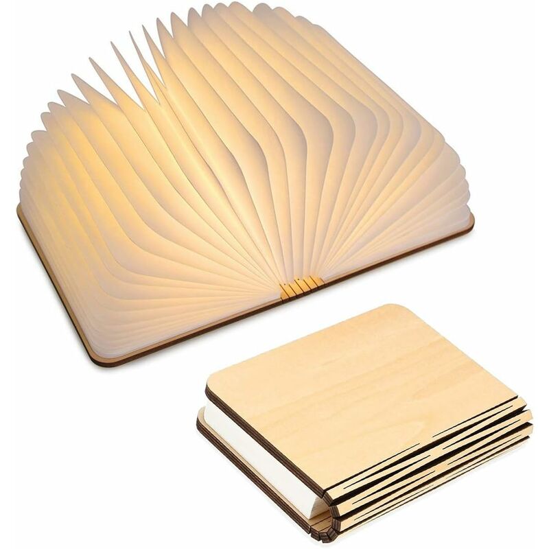 LED Wooden Book Lamp, Christmas Gift Idea Book Lamp Folding And Magnetic, Usb Rechargeable LED Paper Lamp, Decorative