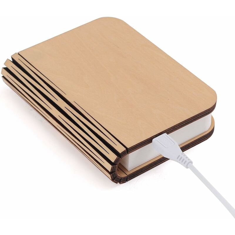 LED Wooden Book Lamp, Christmas Gift Idea Book Lamp Folding And Magnetic, Usb Rechargeable LED Paper Lamp, Decorative