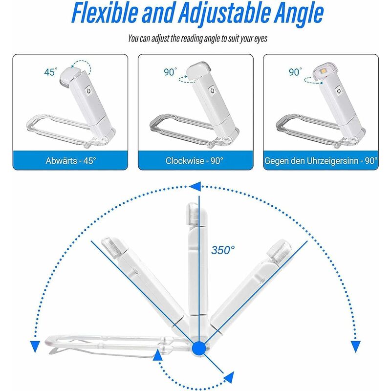 Reading Light, Clip-On Reading Lamp Usb Rechargeable, Flexible And Portable Clip-On Eye-Caring Light Compact And