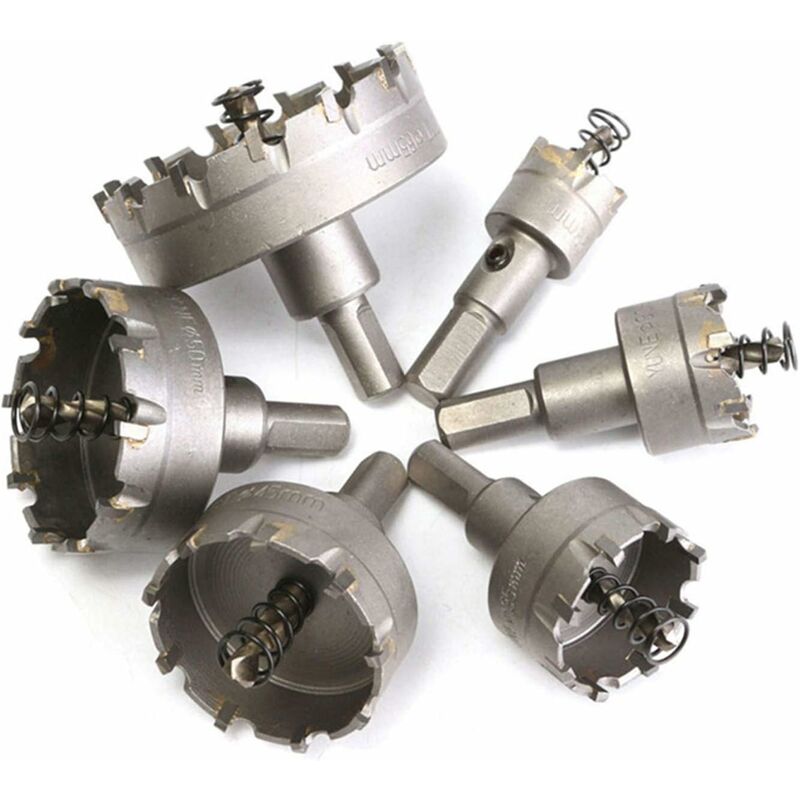 6 pcs Hss Tct Chainsaw Drill Bits Carbide Hole Opener, 22-65Mm