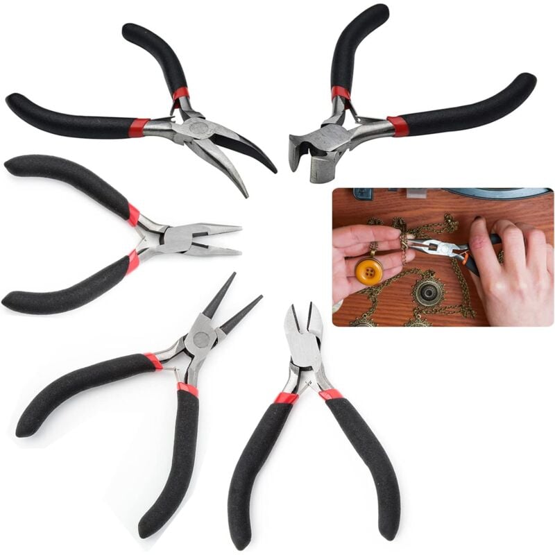 Inherited 5 pcs Beading Jewelry ROund Nose Pliers Diy Tool For Electrical And Carpentry Work, Diy Jewelry Making (Small)
