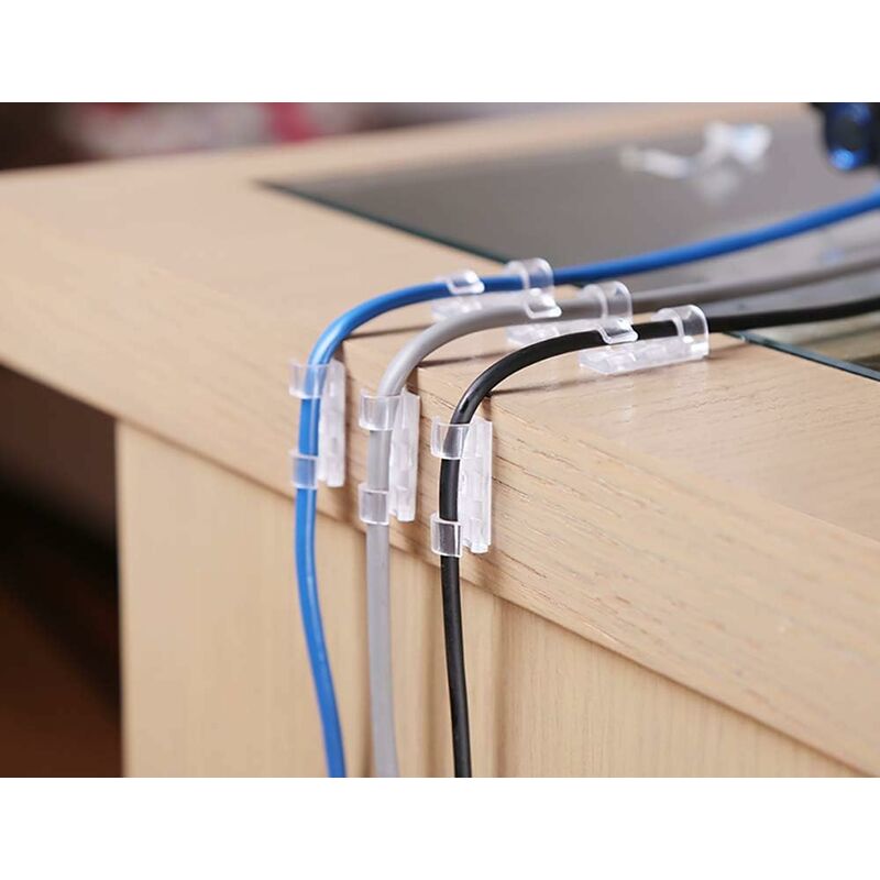 60 Pack Clear Cable Clips, Strong Self-Adhesive Cable Holder, Durable Plastic Cord Management Organizer Clamps For Home