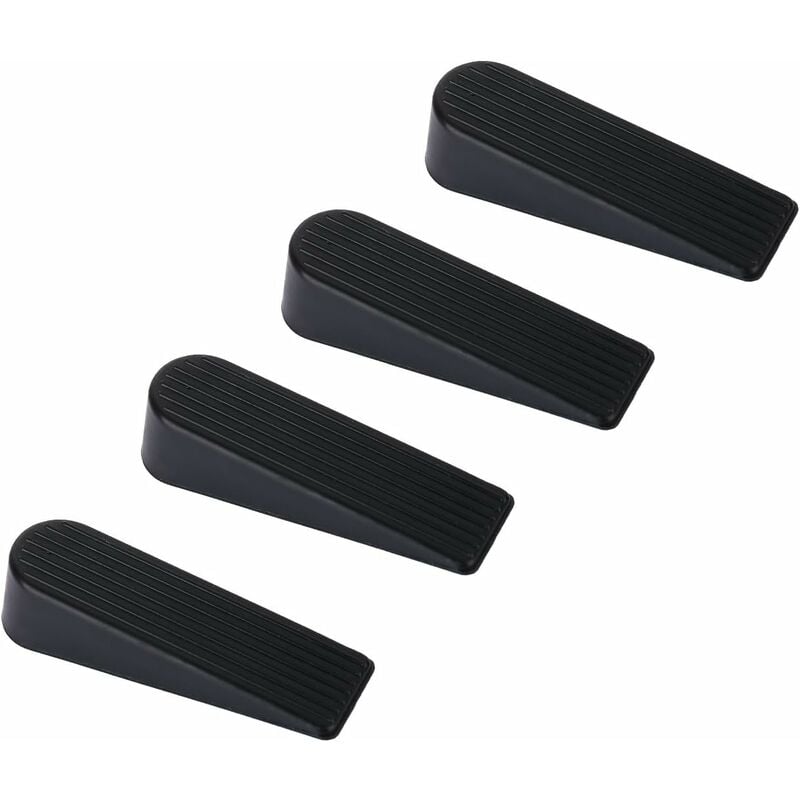 Door Wedge, 4 Pack Rubber Door Stopper Upgrade Door Stop, 100% Silicone, Non-Toxic, No Odor, Black