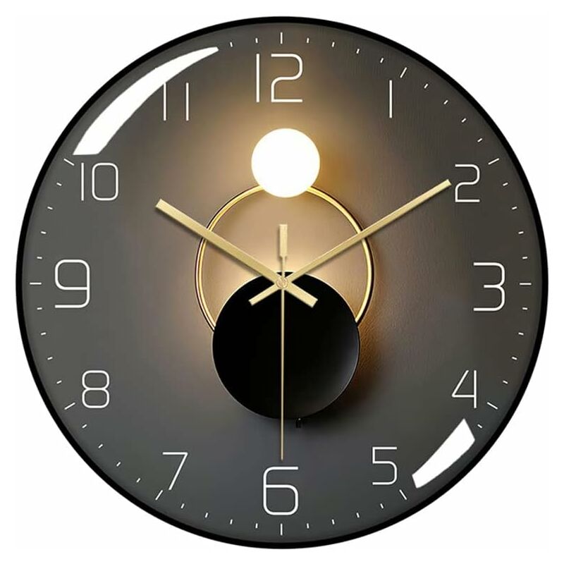 Modern Silent Wall Clock, 30Cm Diameter ROund Digital Quartz Wall Clock, Suitable For Living ROom, Office, Bedroom,