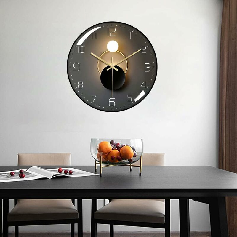 Modern Silent Wall Clock, 30Cm Diameter ROund Digital Quartz Wall Clock, Suitable For Living ROom, Office, Bedroom,