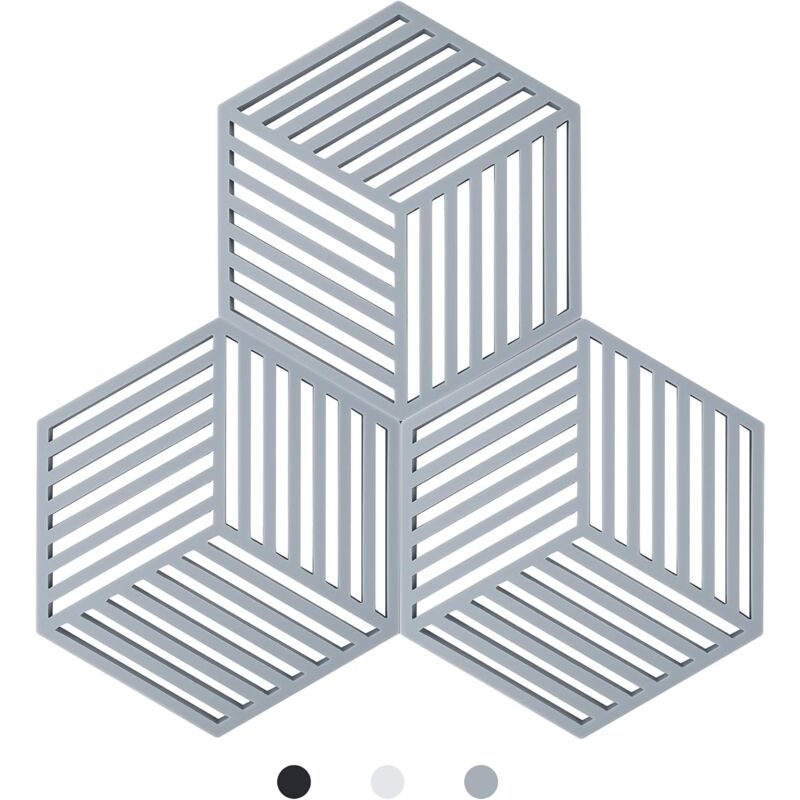 Kitchen Pot Coaster Tapis De Protection En Silicone Teffa (Gris, Raya Hexagonal: 160X138X8Mm)