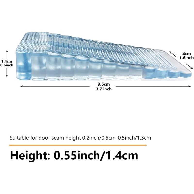 4 pcs Transparent Door Wedge Soft Rubber Non-Slip Block Adjustable Height Door Stopper For Tile, Floor, Concrete,