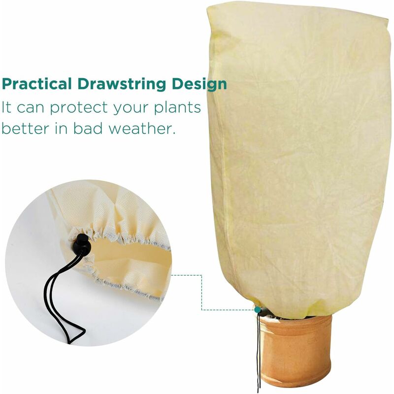 2 Pieces Plant Winter Protection Bags Winter Protection For Potted Plants, Beige, Solid, 100 X 80 Cm