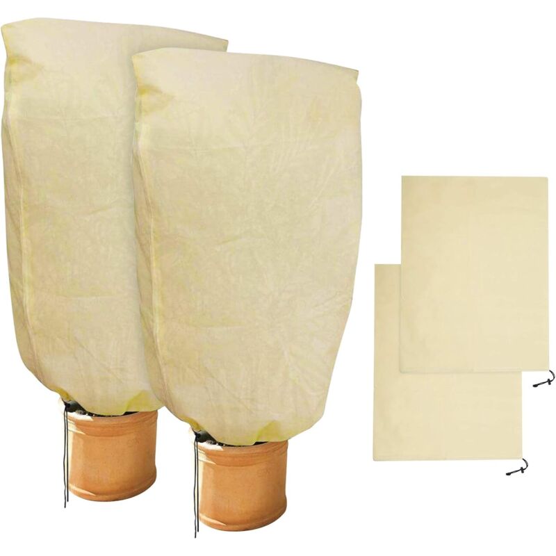 2 Pieces Plant Winter Protection Bags Winter Protection For Potted Plants, Beige, Solid, 100 X 80 Cm