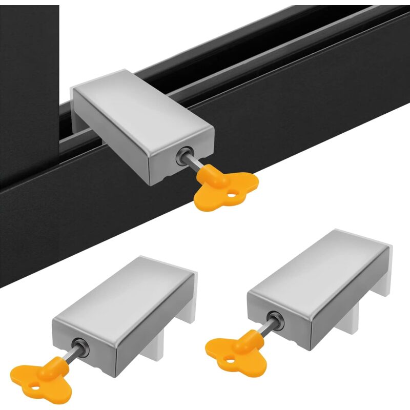 2 pcs With Key Aluminum Alloy Door Frame Security Lock Adjustable Sliding Double Window Locks Steel Safety Locks Child