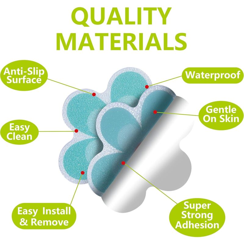 Pack Of 10 Waterproof Non-Slip Shower Stickers With Premium Scraper (Flower Design, Size 9.5 X 9.5 Cm)