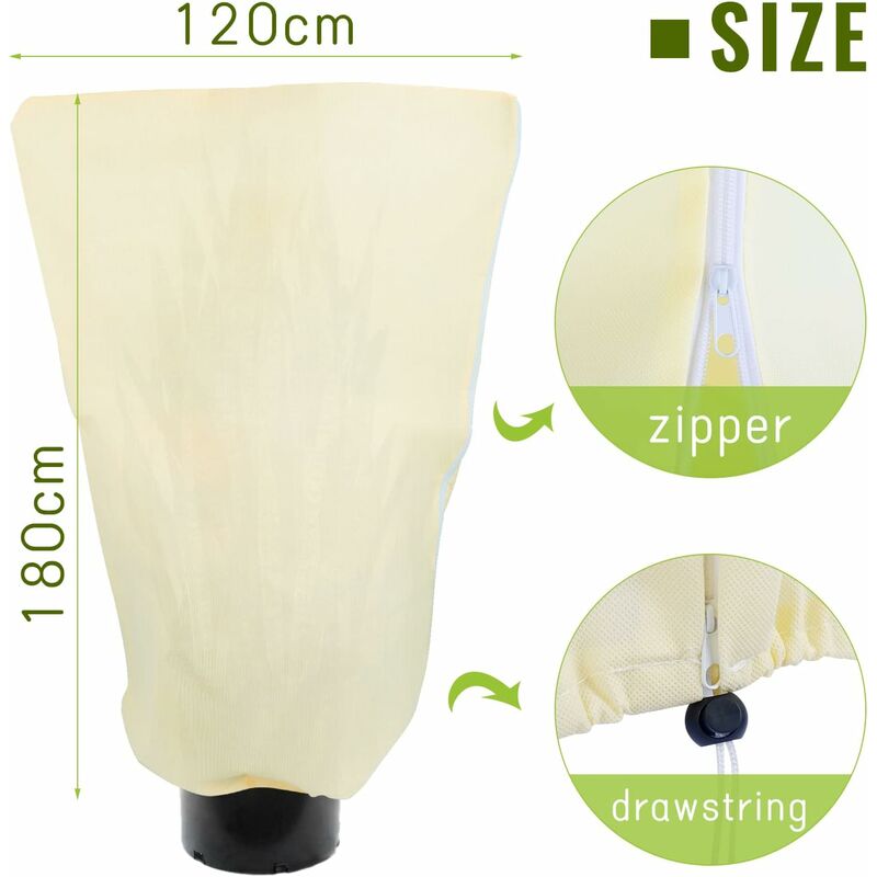 Plant Winter Cover, Plant Winter Cover With Drawstring And Zipper, 120 X 180 Cm Plant Protection Cover Winter Cover