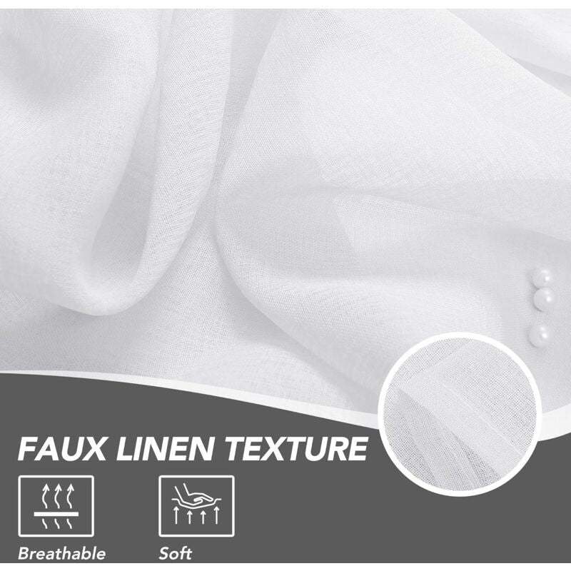 2 pcs Set Voile Curtains Super Soft Decorative Eyelet Curtain Living ROom Bedroom Girl Baby 132X160Cm White