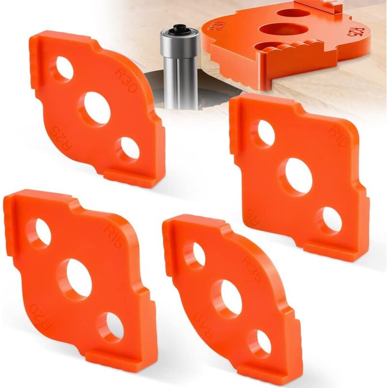 4 pcs Alloy Radius ROuter Jig, R5 - R40 Woodworking ROuter Jig On Table, Corner Radius ROuting Accessories For