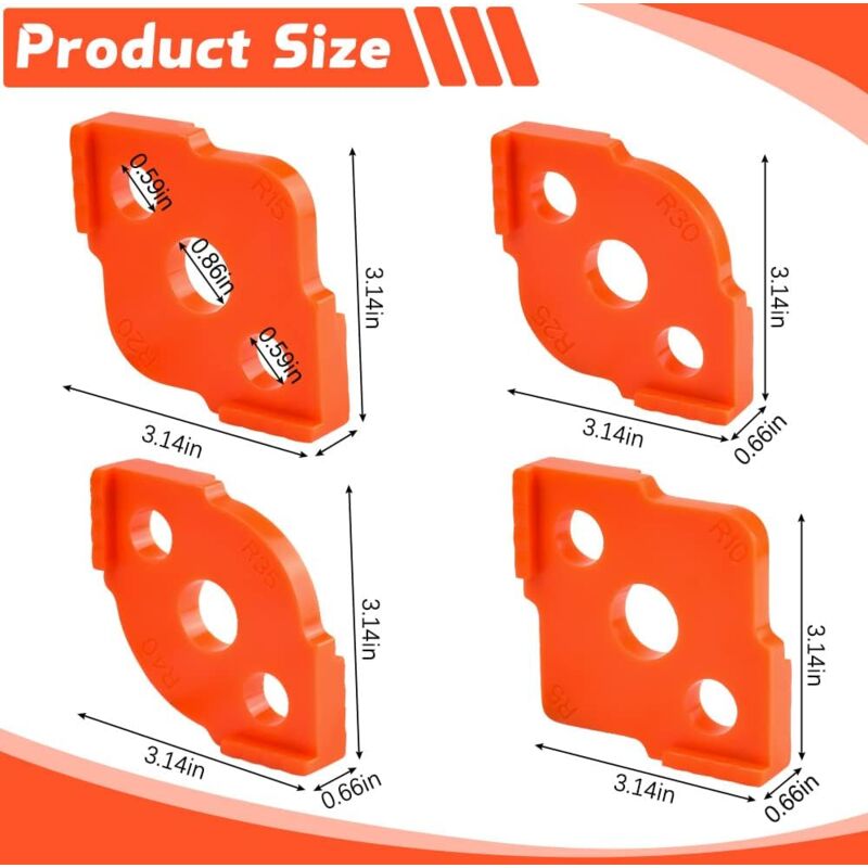 4 pcs Alloy Radius ROuter Jig, R5 - R40 Woodworking ROuter Jig On Table, Corner Radius ROuting Accessories For