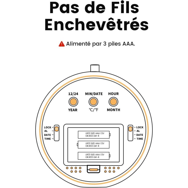 Wooden Digital Alarm Clock, Lcd Digital Clock With DAte, Temperature, Snooze, Backlight, Battery Powered Digital